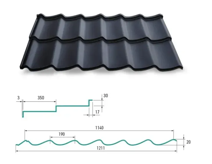 Modulová plechová střešní krytina Hornval H7 30/350 PE MAT 0,55 mm