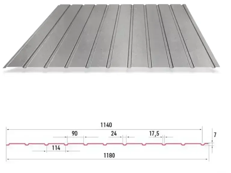 Trapézový plech Hornval T7 elevace PE mat 0,5 mm