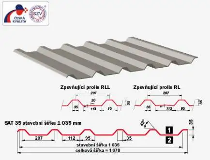 Satjam trapézový profil SAT35 NP Trend polyestersat 0,5 š. 1035  mm AKCE