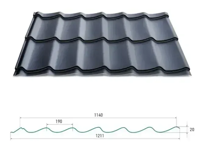 Plechová střešní krytina Hornval H4 20/350 PE lesk 0,5 mm