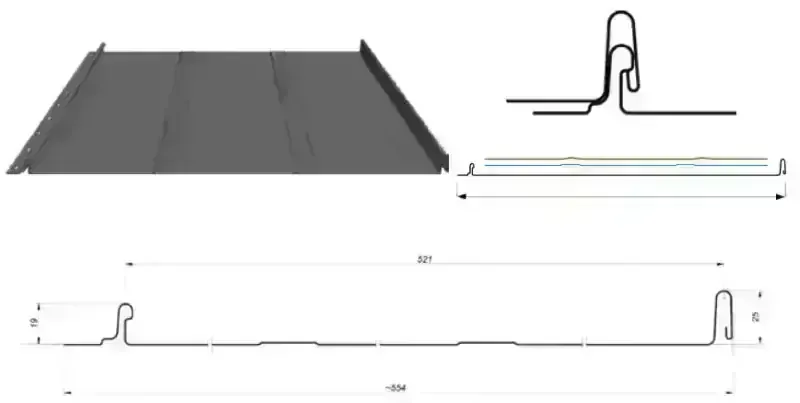 Blachotrapéz střešní panel Retro 25/554 mat Innova 0,5 mm
