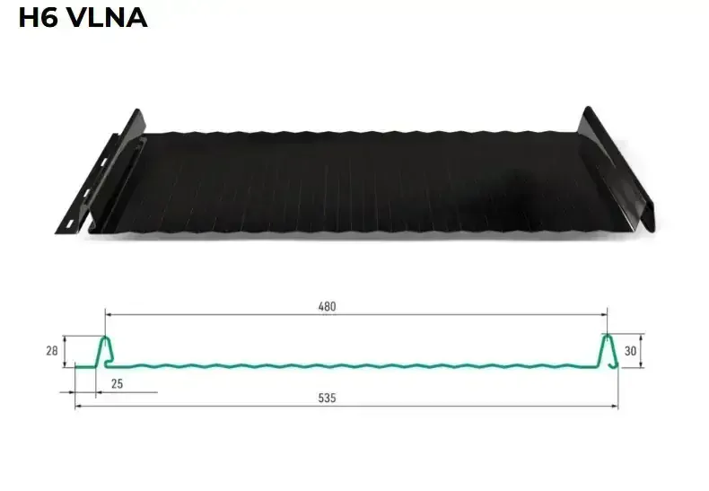 Střešní panel H6 PE max prolisy lesk 0,55 mm
