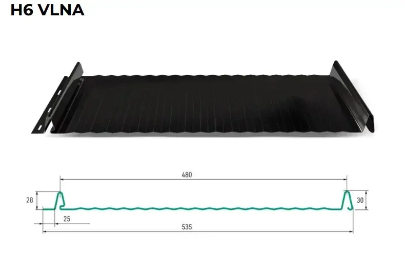 Střešní panel H6 PE vlnka MAT 0,5 mm