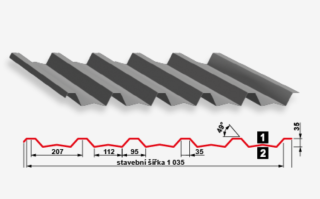 Satjam trapézový profil SAT35 NP Trend polyestersat 0,5 š. 1035  mm AKCE